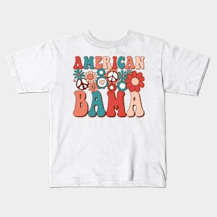 Retro Groovy American Bama Matching Family 4th of July Kids T-Shirt